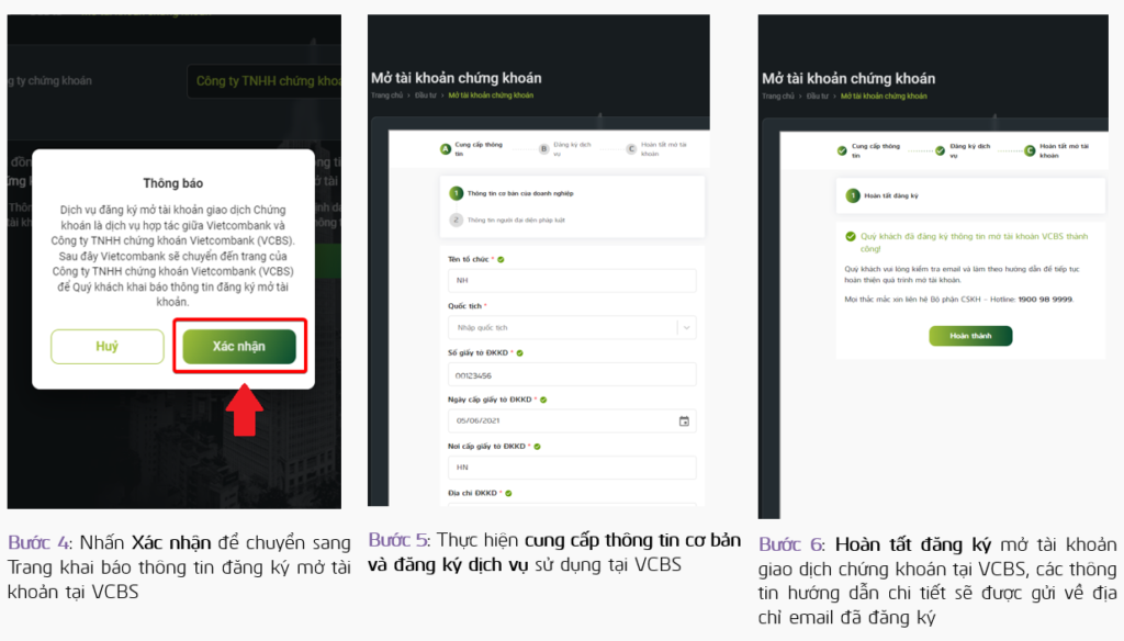 Mở tài khoản giao dịch chứng khoán qua ứng dụng VCB Digibiz