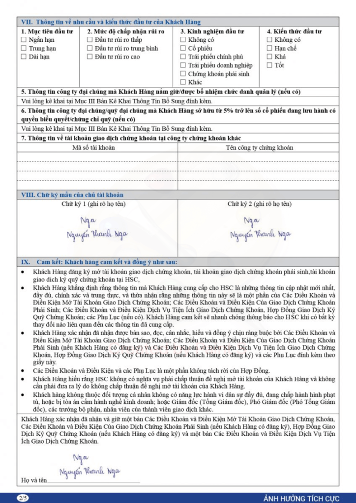 Sàn Chứng Khoán HSC 6 Hợp đồng mở tài khoản chứng khoán trực tiếp tại HSC