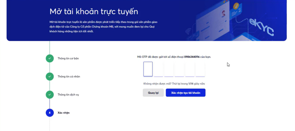 Mở Tài Khoản Chứng Khoán MBS: Hướng Dẫn Chi Tiết và Thông Tin Cần Biết Mới Nhất 2024 37 Nhập mã OTP