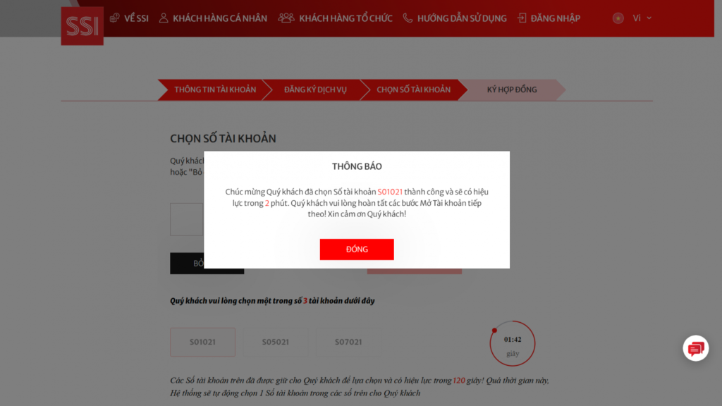 Cách Đăng Kí Mở Tài Khoản Chứng Khoán SSI Tại Nhà Tiện Lợi 100% 2024 41 Chọn số tài khoản