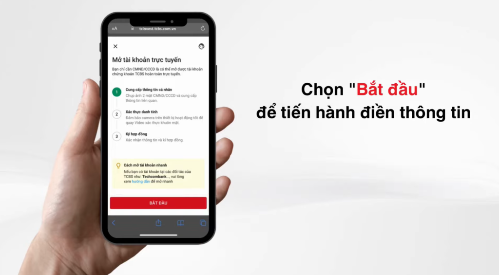 Điền thông tin cá nhân để đăng ký mở tài khoản