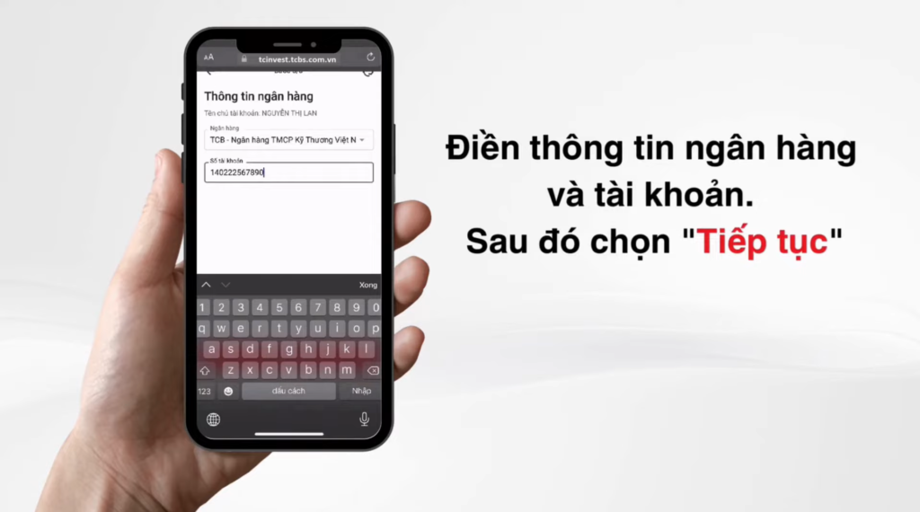 Điền thông tin ngân hàng