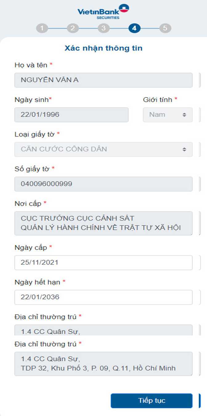 Xác nhận thông tin