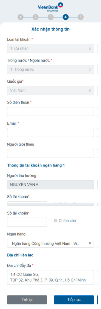 Xác nhận thông tin