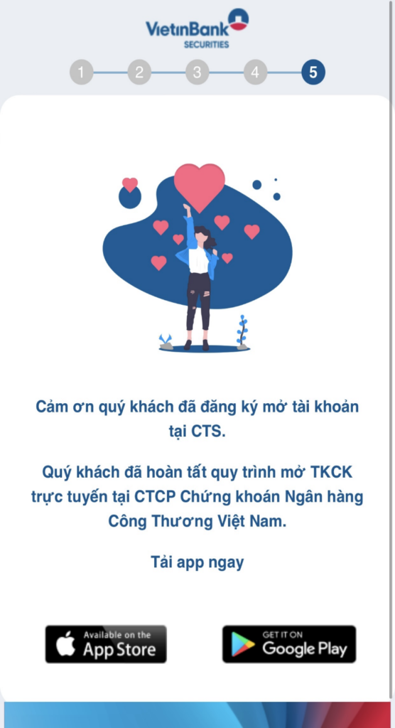 Mở tài khoản thành công