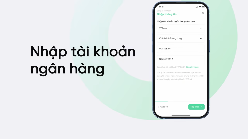Nhập tài khoản ngân hàng