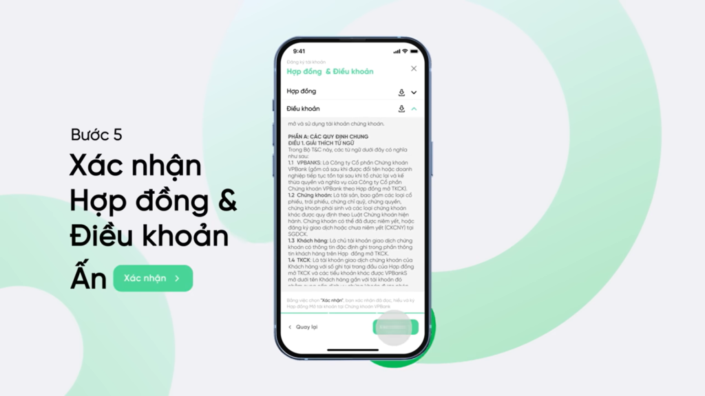 Xác nhận hợp đồng và điều khoản rồi nhấn xác nhận