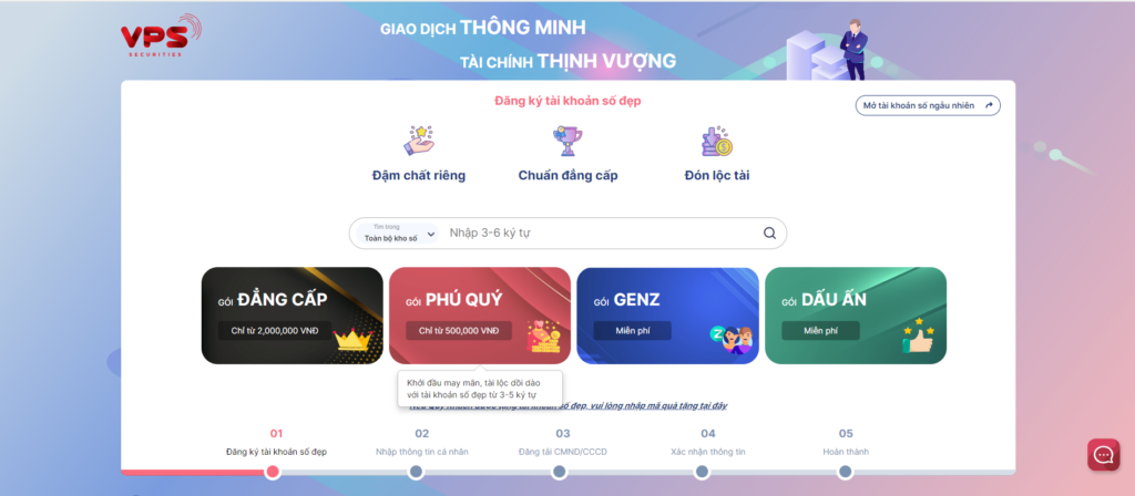 Sàn Chứng Khoán VPS 5 Chọn số tài khoản cho tài khoản chứng khoán