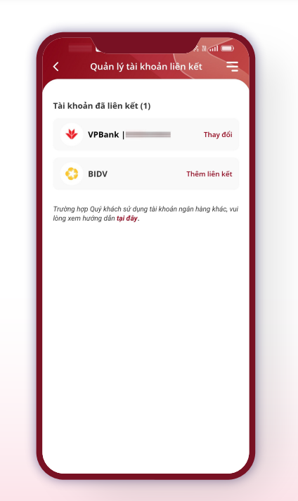 Hướng Dẫn Nạp Tiền Vào Tài Khoản Chứng Khoán VPS Từ Ngân Hàng BIDV Bằng Ứng Dụng Smartone Mới Nhất 2024 22 Thay đổi tài khoản liên kết thành công, Quý Khách có thể chọn Thêm liên kết để thực hiện liên kết với TKNH khác.