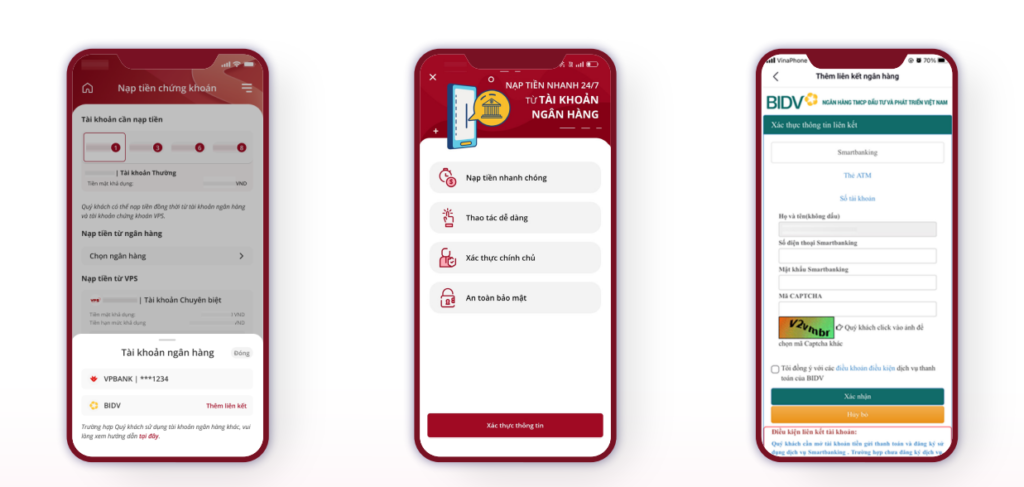 Hướng Dẫn Nạp Tiền Vào Tài Khoản Chứng Khoán VPS Từ Ngân Hàng BIDV Bằng Ứng Dụng Smartone Mới Nhất 2024 13 Nhập các thông tin theo yêu cầu của Ngân hàng BIDV để xác thực giao dịch theo Điều khoản điều kiện của BIDV